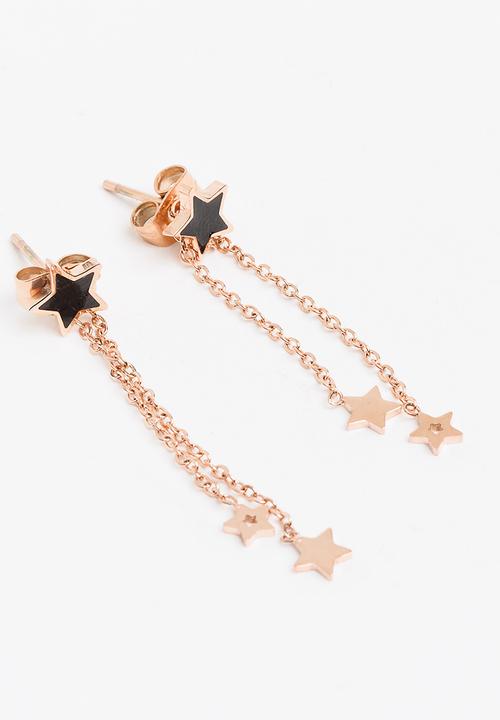 Pop Candy - Star Drop Chain Earrings Rose