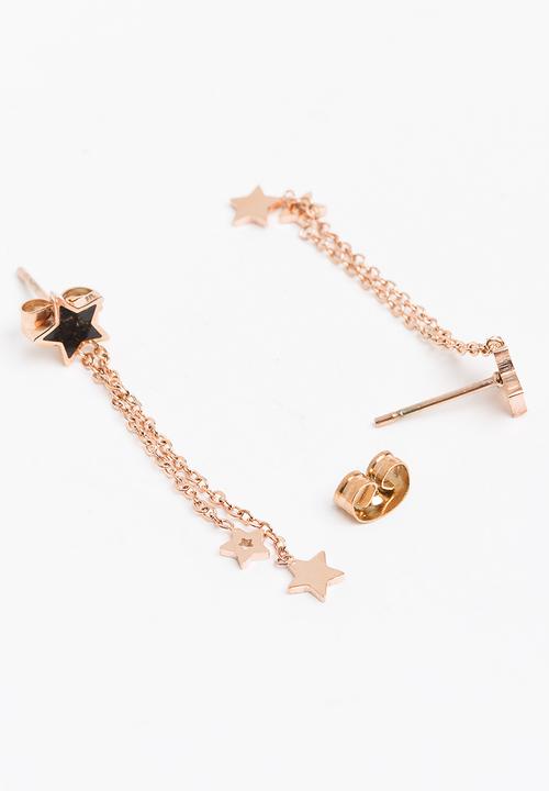 Pop Candy - Star Drop Chain Earrings Rose