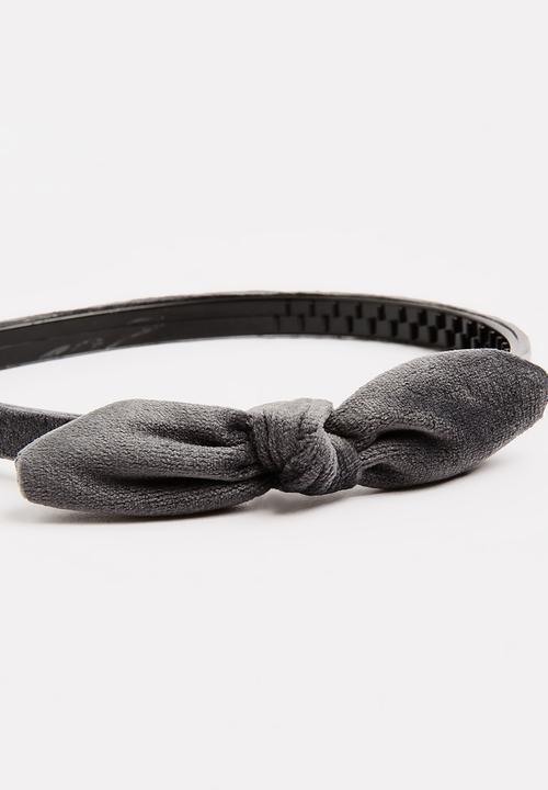 Pop Candy - Velveteen Alice Band Dark Grey