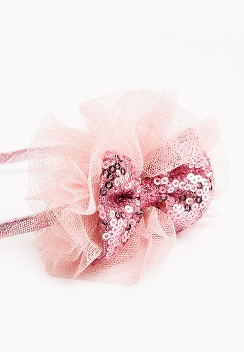 Pop Candy - Glitter Bow Alice Band Mid Pink