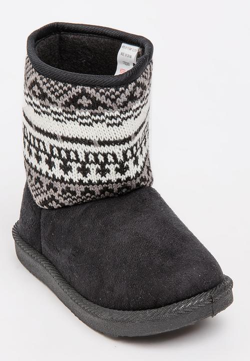 Foot Focus - Aztec Detailed Boots Black