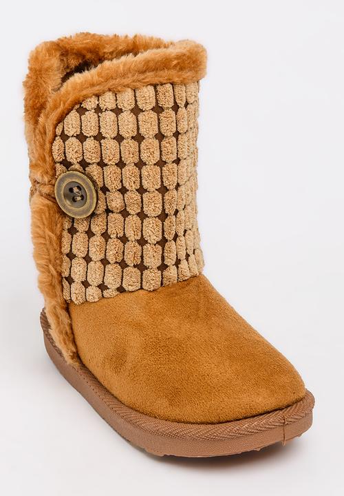 Foot Focus - Faux Fur Boot Tan