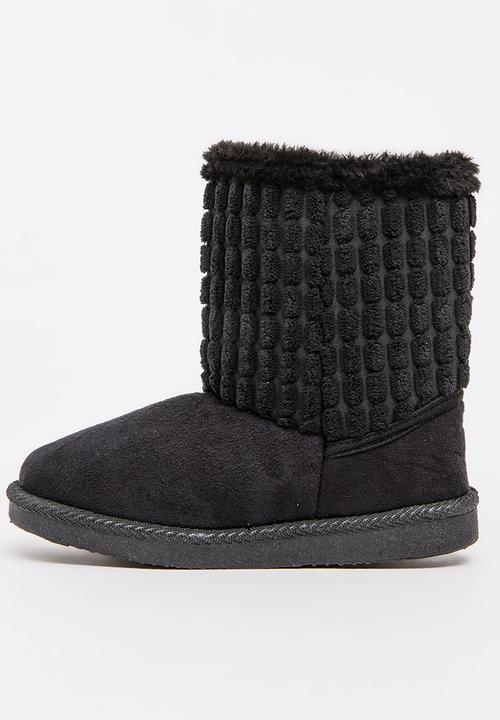 Foot Focus - Faux Fur Boot Blk