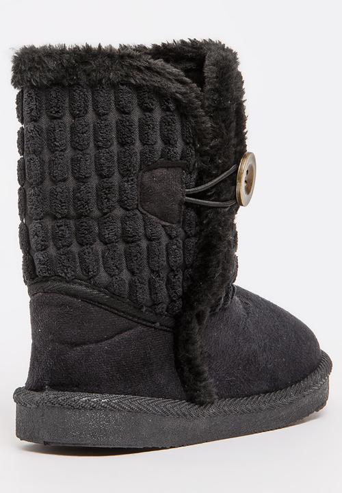 Foot Focus - Faux Fur Boot Blk