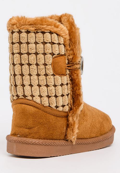 Foot Focus - Faux Fur Boot Tan