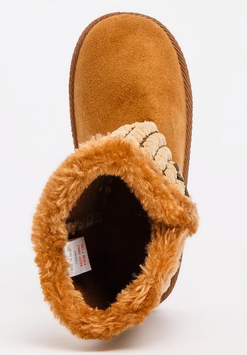 Foot Focus - Faux Fur Boot Tan
