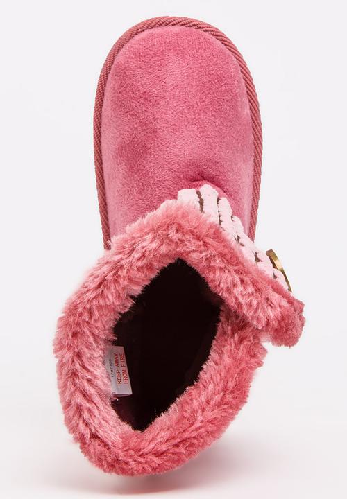Foot Focus - Faux Fur Boot Mid Pink