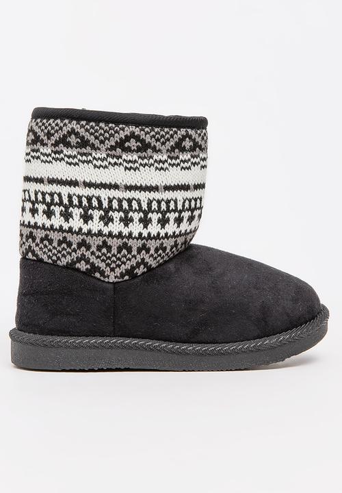 Foot Focus - Aztec Detailed Boots Black