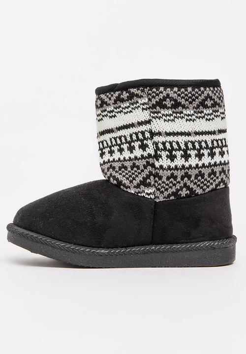 Foot Focus - Aztec Detailed Boots Black