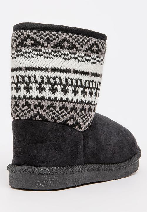 Foot Focus - Aztec Detailed Boots Black