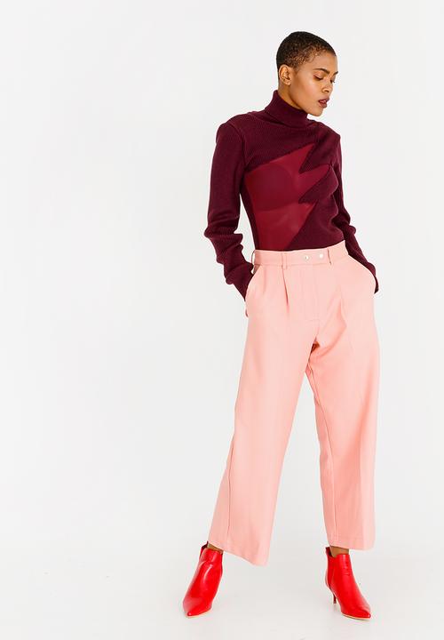 Thebe Magugu - Mesh Detail Top Burgundy