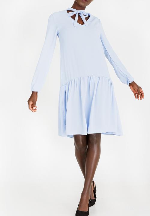 edit - Kitty Bow Long Sleeve Dress Pale Blue