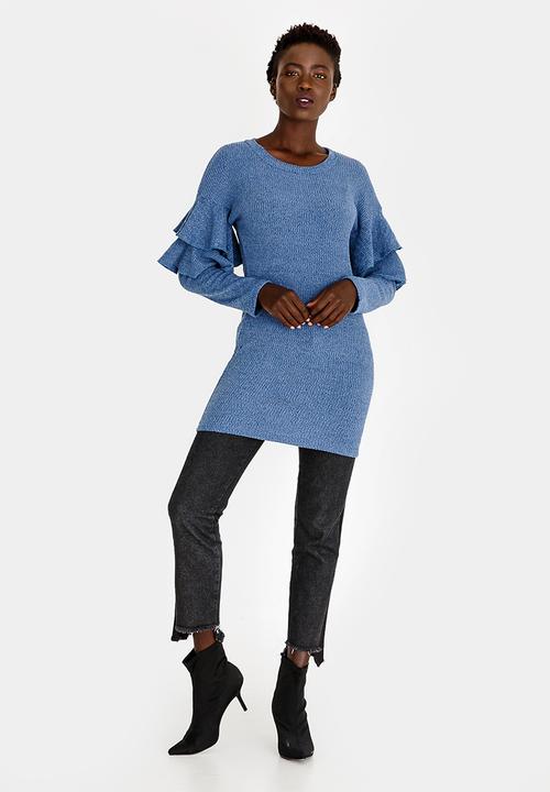 Revenge - Ruffle Sleeve Top Blue