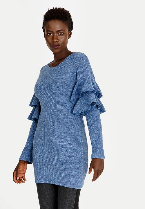 Revenge - Ruffle Sleeve Top Blue