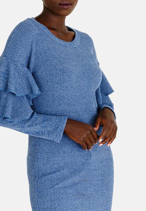 Revenge - Ruffle Sleeve Top Blue