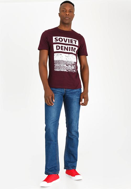SOVIET - Carazo Crew Neck Logo Tee Burgundy