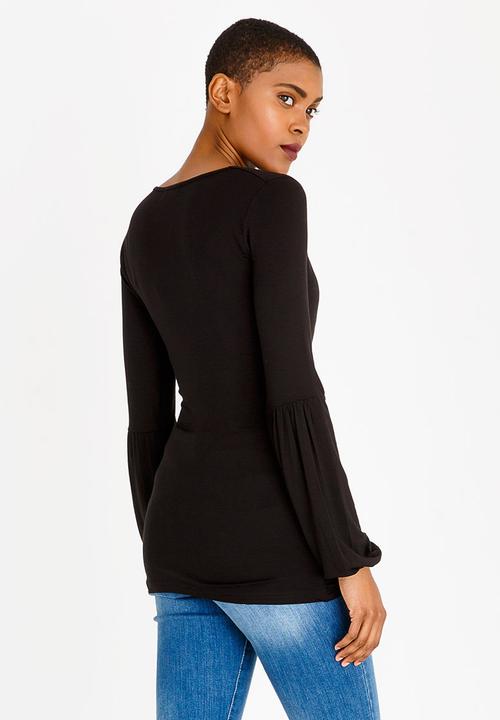 edit - Cross Over Long Sleeve Top Black
