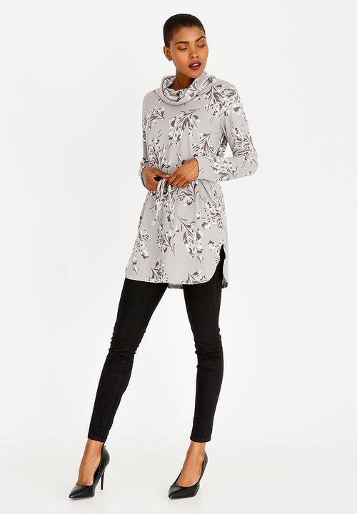 edit - Cowl Neckline Tunic Black and Grey