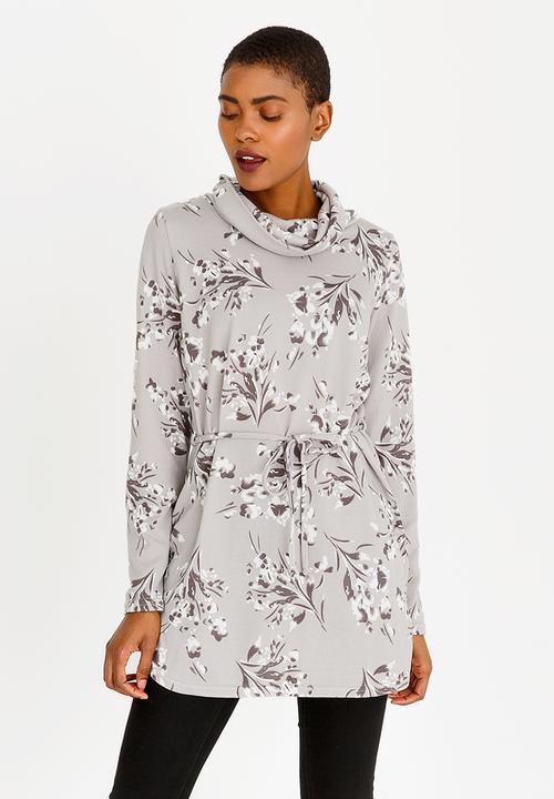edit - Cowl Neckline Tunic Black and Grey