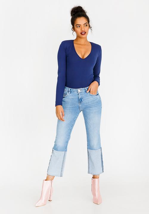 STYLE REPUBLIC - V-neck Bodysuit Dark Blue