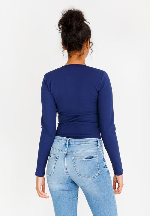 STYLE REPUBLIC - V-neck Bodysuit Dark Blue