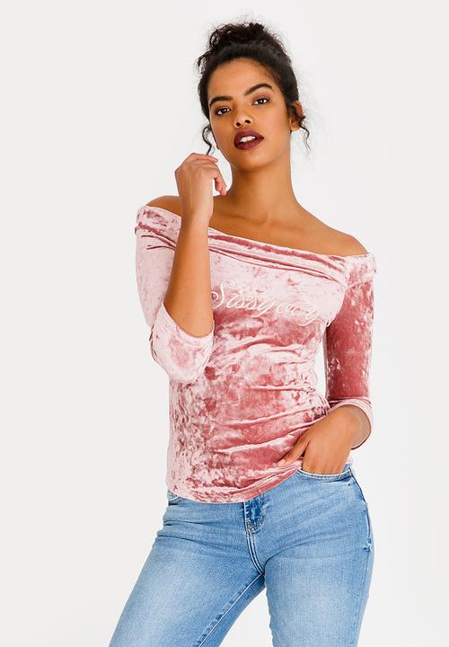 SISSY BOY - Velvet Off-shoulder Top Mid Pink