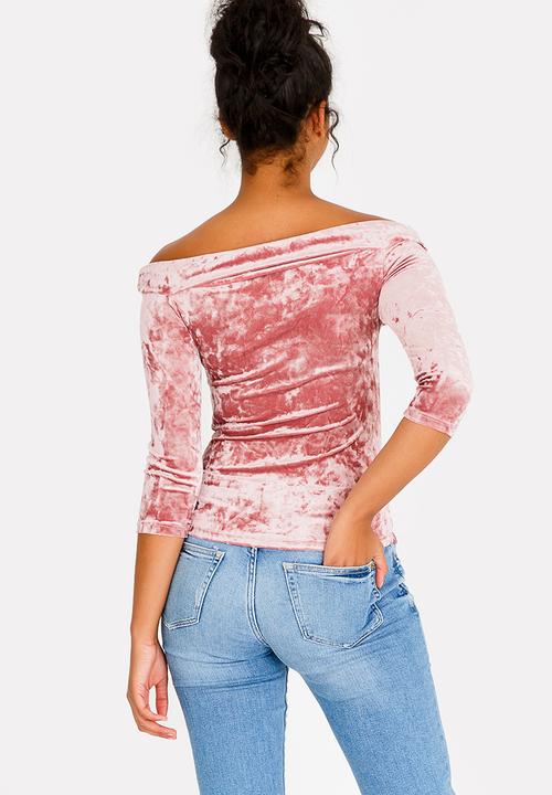 SISSY BOY - Velvet Off-shoulder Top Mid Pink