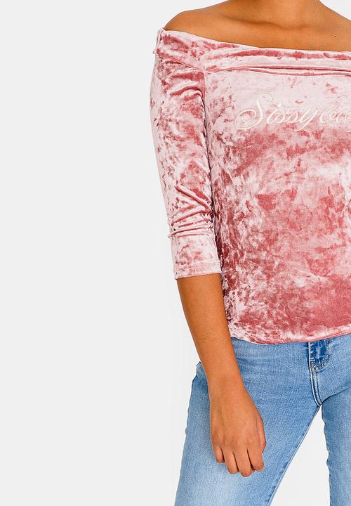 SISSY BOY - Velvet Off-shoulder Top Mid Pink