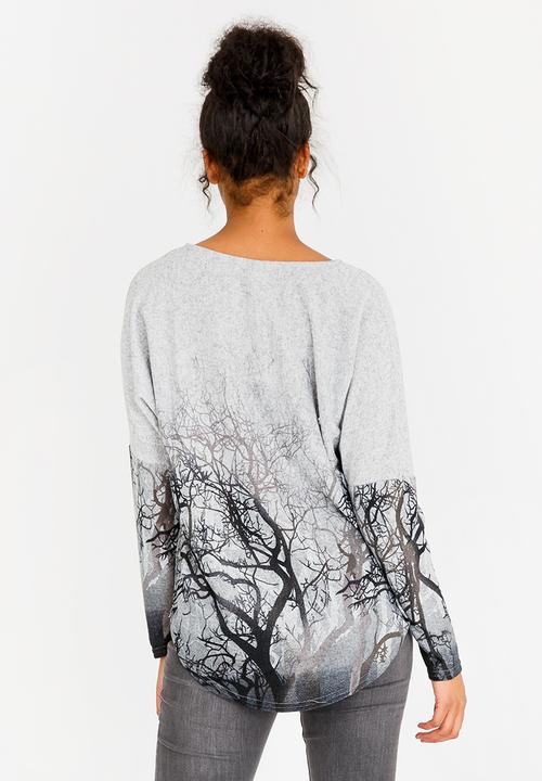 Revenge - Border Print Top Grey