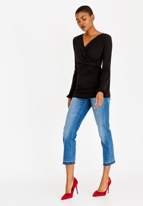 edit - Cross Over Long Sleeve Top Black