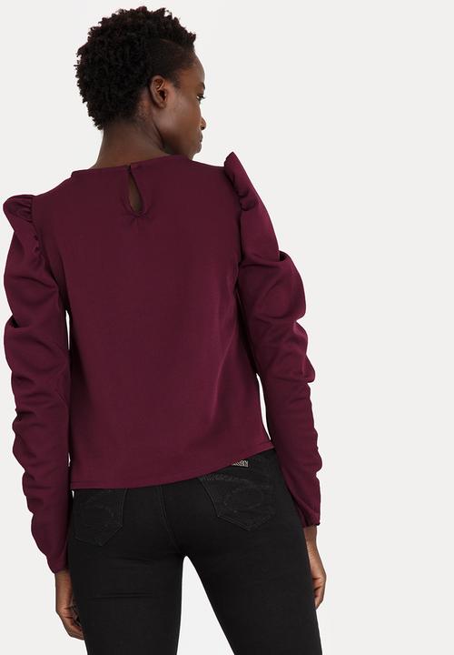 STYLE REPUBLIC - Ruched Sleeve Blouse Dark Purple