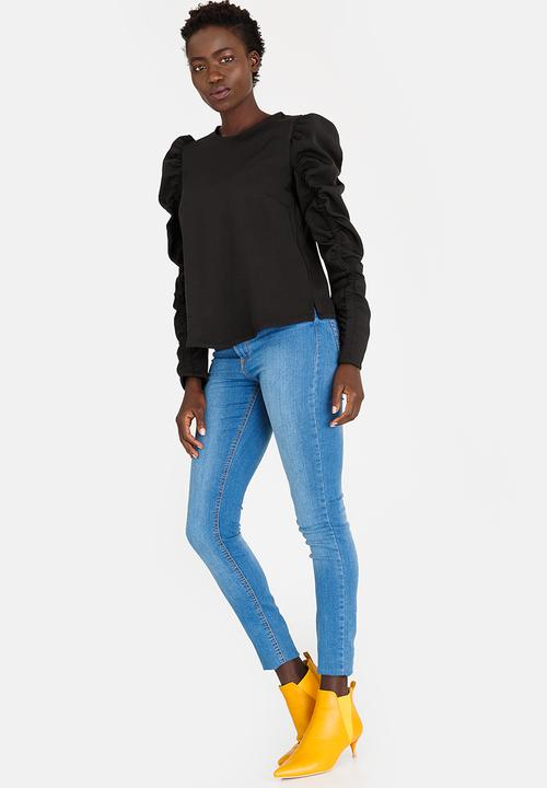 STYLE REPUBLIC - Ruched Sleeve Blouse Black