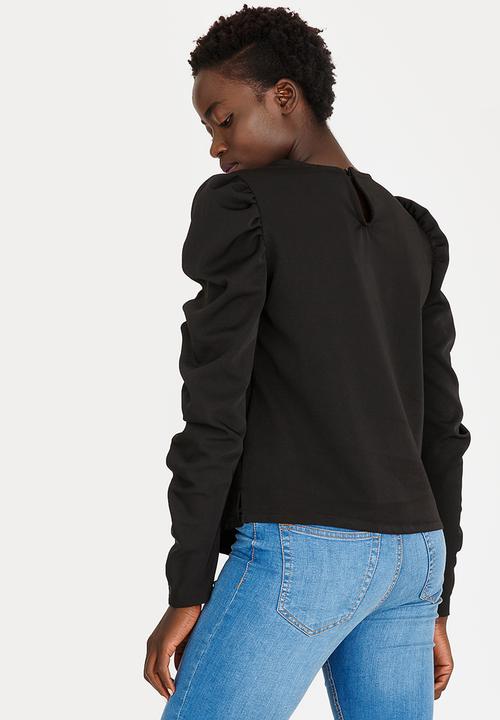 STYLE REPUBLIC - Ruched Sleeve Blouse Black