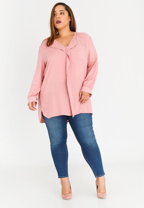 edit Plus - Gypsey Roll-up Sleeve Shirt Rose