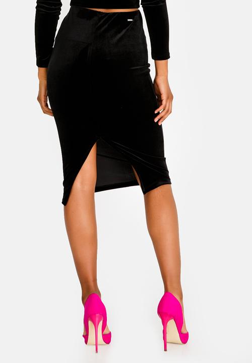 SISSY BOY - Pencil Velvet Midi Skirt Black