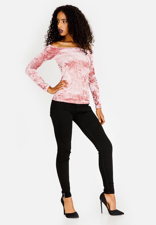 SISSY BOY - Jola Velvet Bardot Top Mid Pink