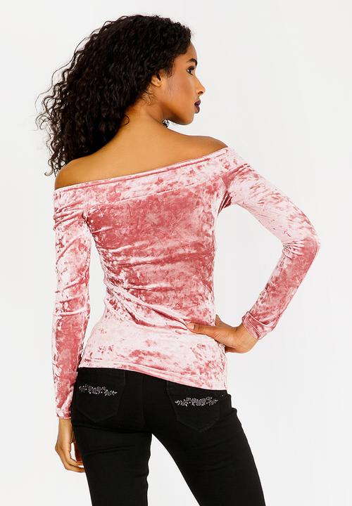 SISSY BOY - Jola Velvet Bardot Top Mid Pink