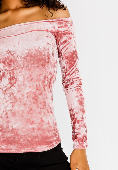 SISSY BOY - Jola Velvet Bardot Top Mid Pink