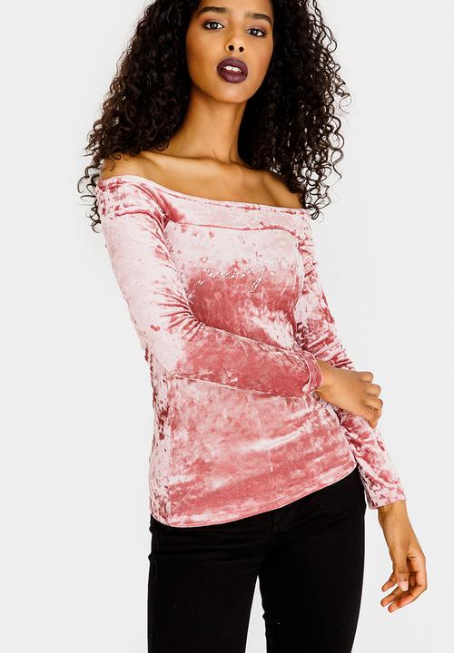 SISSY BOY - Jola Velvet Bardot Top Mid Pink
