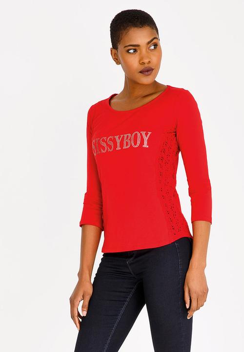 SISSY BOY - One Up Top with Crochet Detail Red