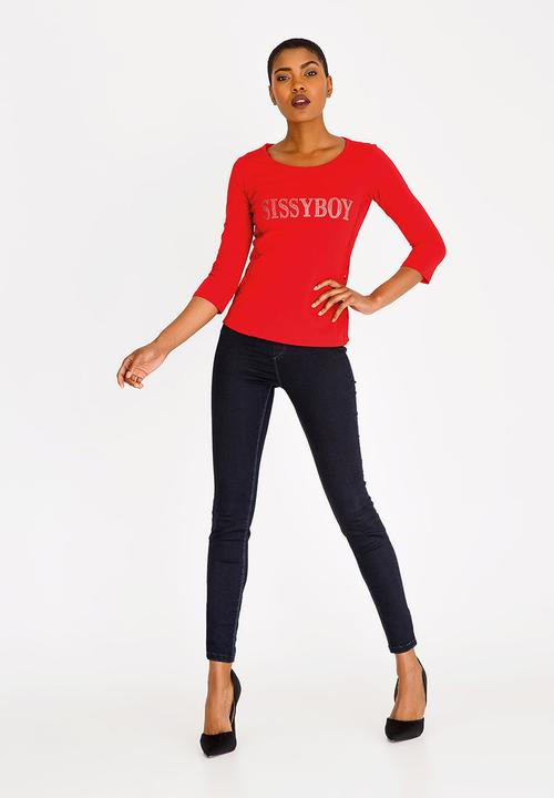 SISSY BOY - One Up Top with Crochet Detail Red