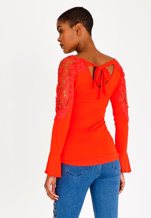 SISSY BOY - One Up Flare Sleeve Top Red