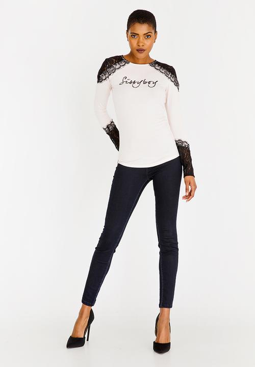 SISSY BOY - One Up with Contrast Lace Detail Nude