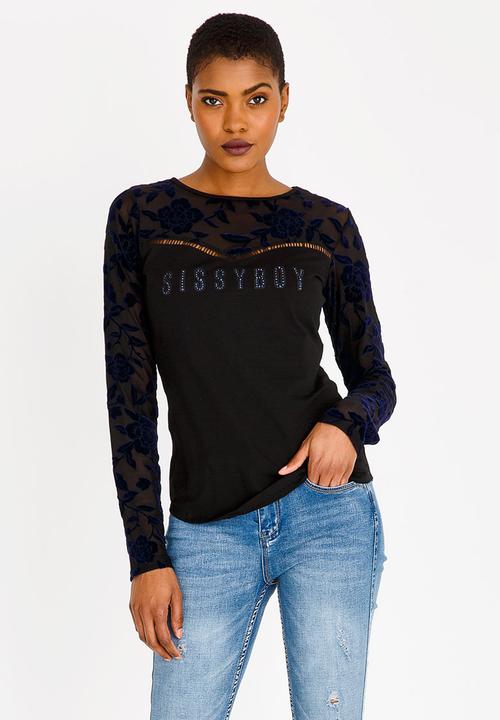 SISSY BOY - One Up with Lace Detail Black