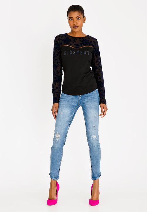 SISSY BOY - One Up with Lace Detail Black