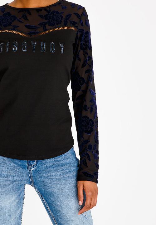 SISSY BOY - One Up with Lace Detail Black