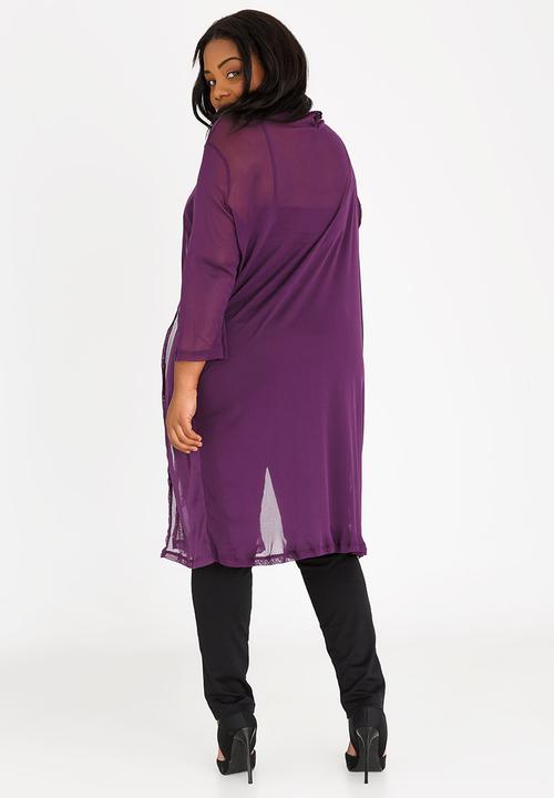 Curvaceous Me - Mesh Top with Front Slits Dark Purple