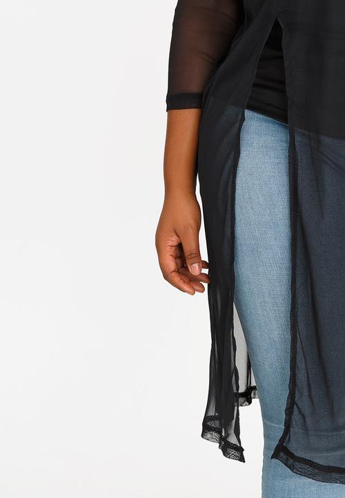 Curvaceous Me - Mesh Top with Front Slits Black