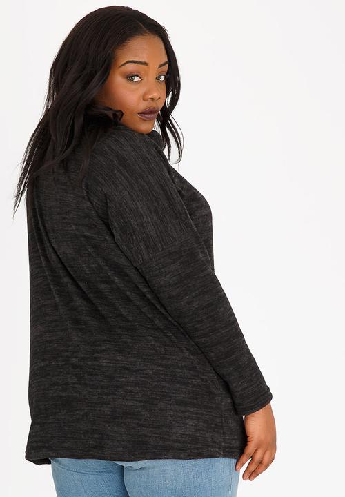 STYLE REPUBLIC PLUS - Wrap Front Pull Over Black