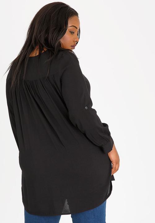 edit Plus - Gypsey Roll-up Sleeve Shirt Black